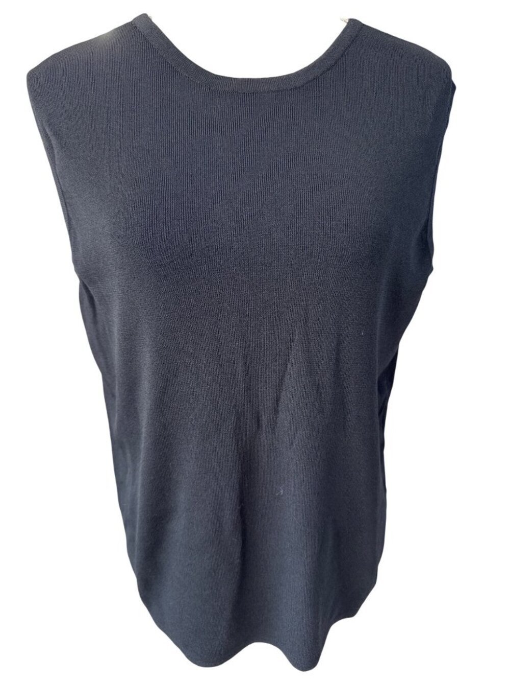 Finity Sleeveless Knit Crewneck Shell Top Black Lightweight Versatile 1X